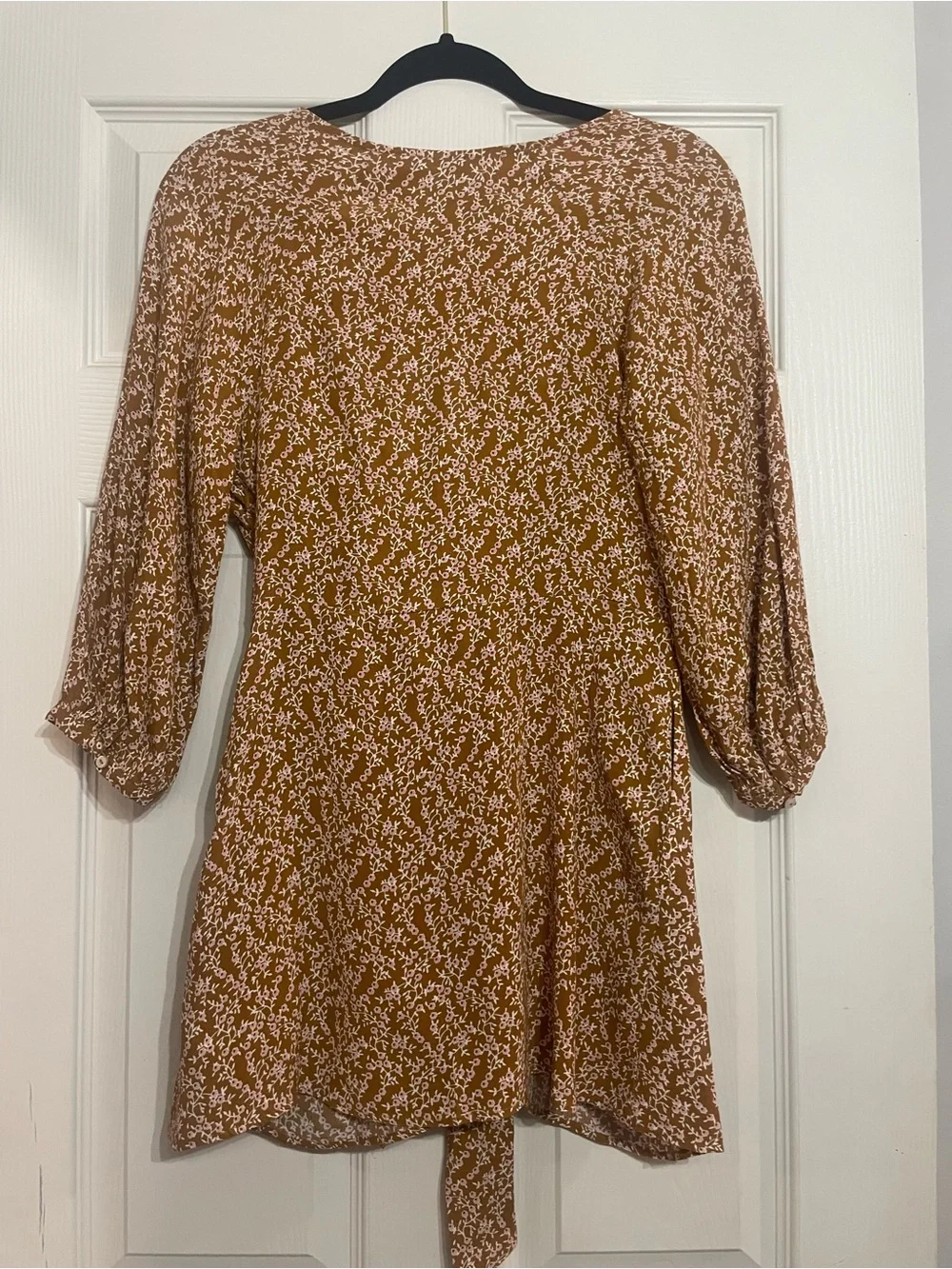 Free People Floral Wrap Autumn BOHO Blouse with Tie Waist NWOT